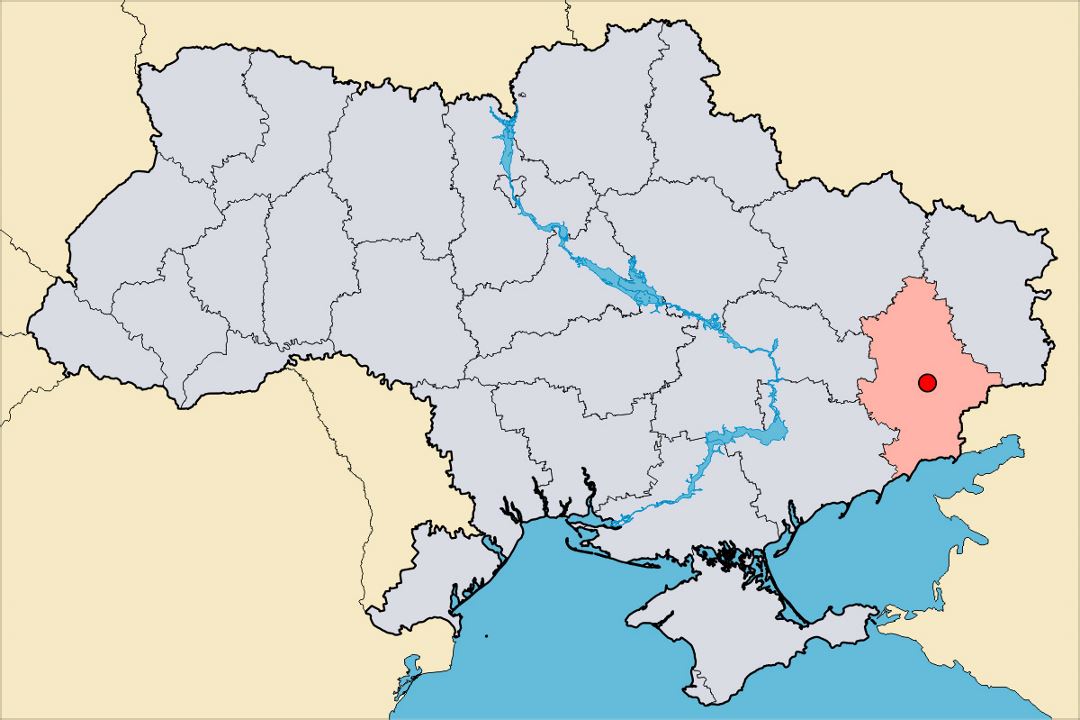 Detailed location map of Donetsk city