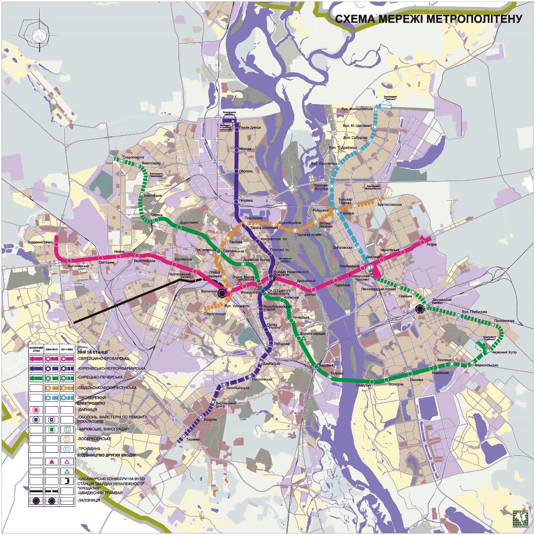 Large detailed metro map of Kyiv city in ukrainian