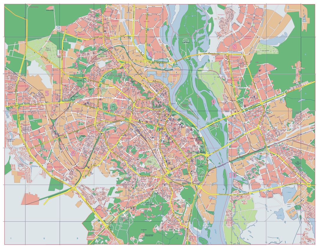 Large detailed road map of Kyiv city in ukrainian