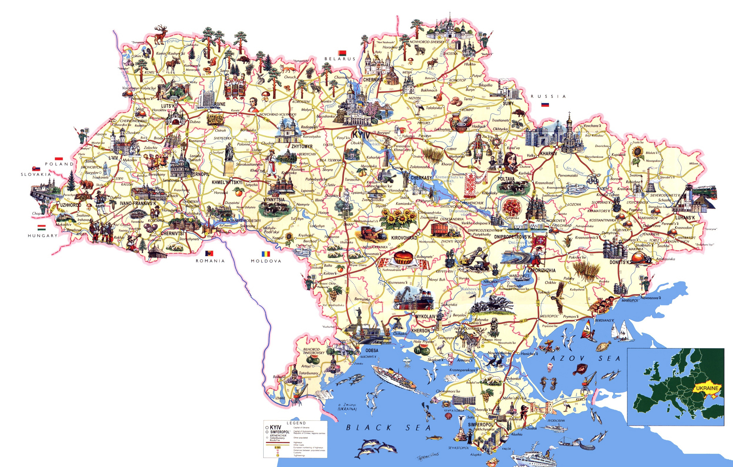 Tourist Map Of Ukraine Maps Of The Ukraine Maps Of Europe Map | Images ...