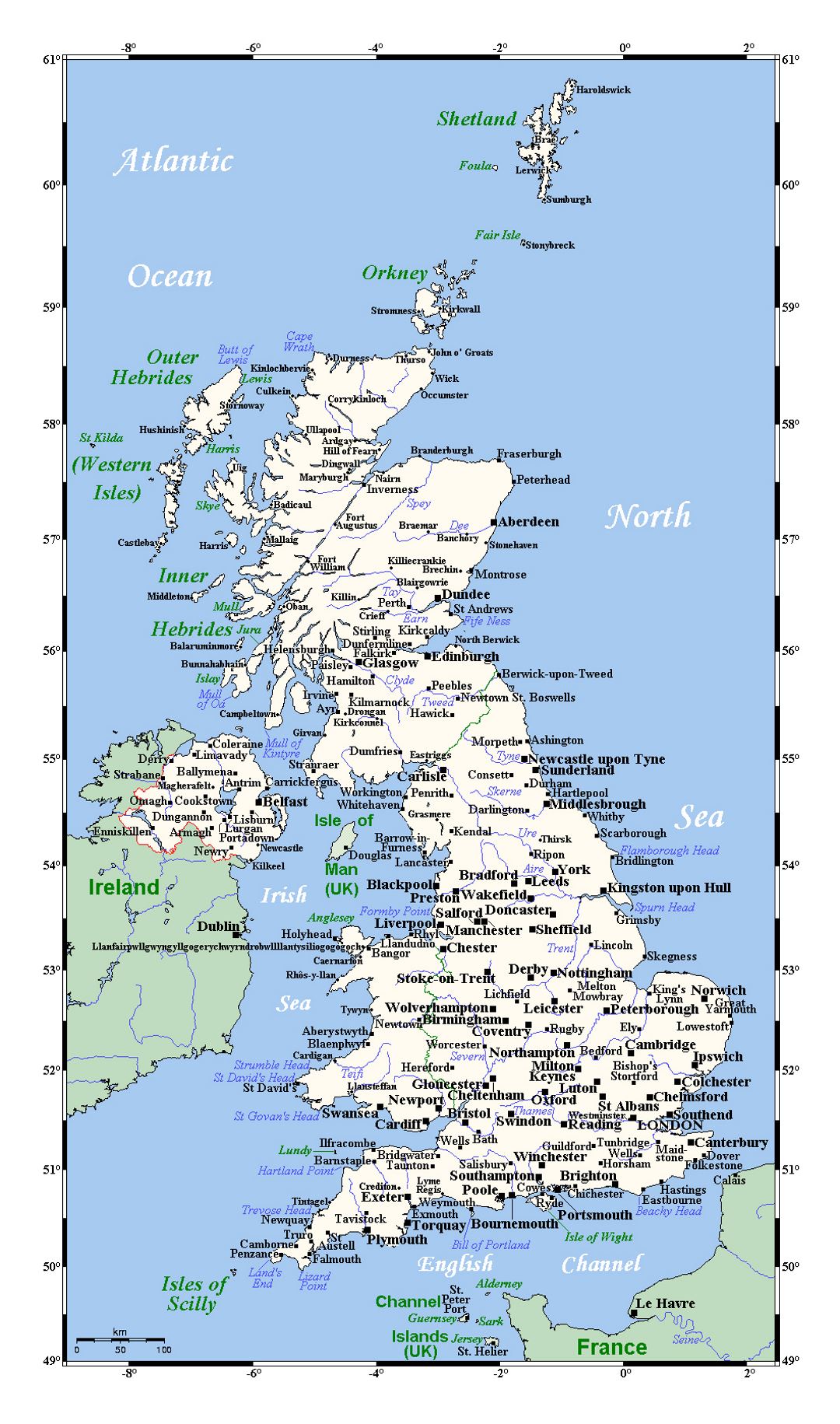 Detailed Map Of United Kingdom With Cities United Kingdom Europe 