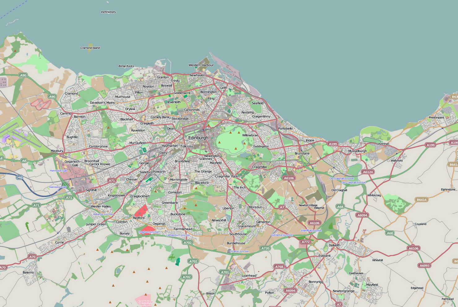 Street Map Of Edinburgh Large Road Map Of Edinburgh City | Edinburgh | United Kingdom | Europe |  Mapsland | Maps Of The World