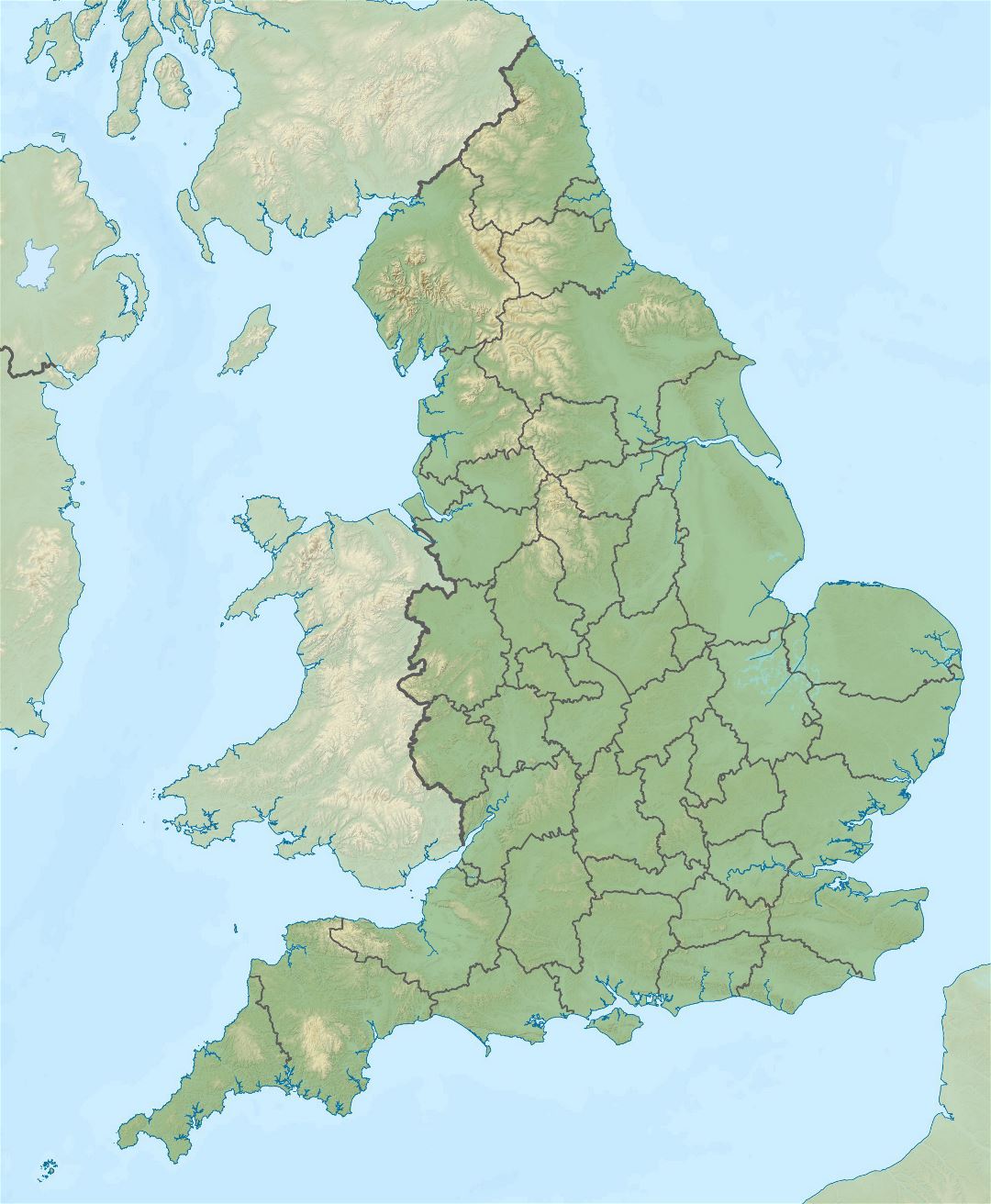 Large relief map of England