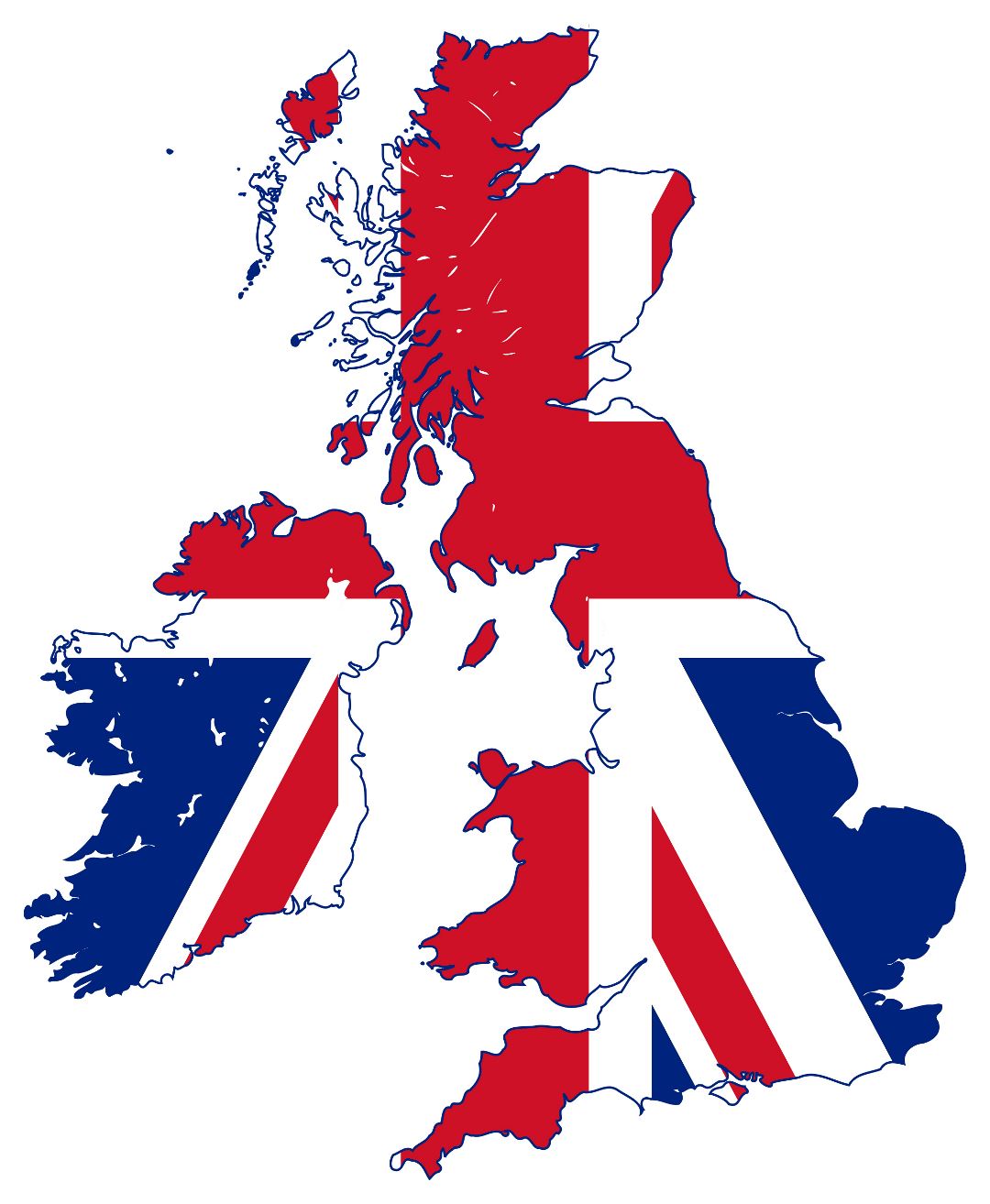 Large flag map of United Kingdom