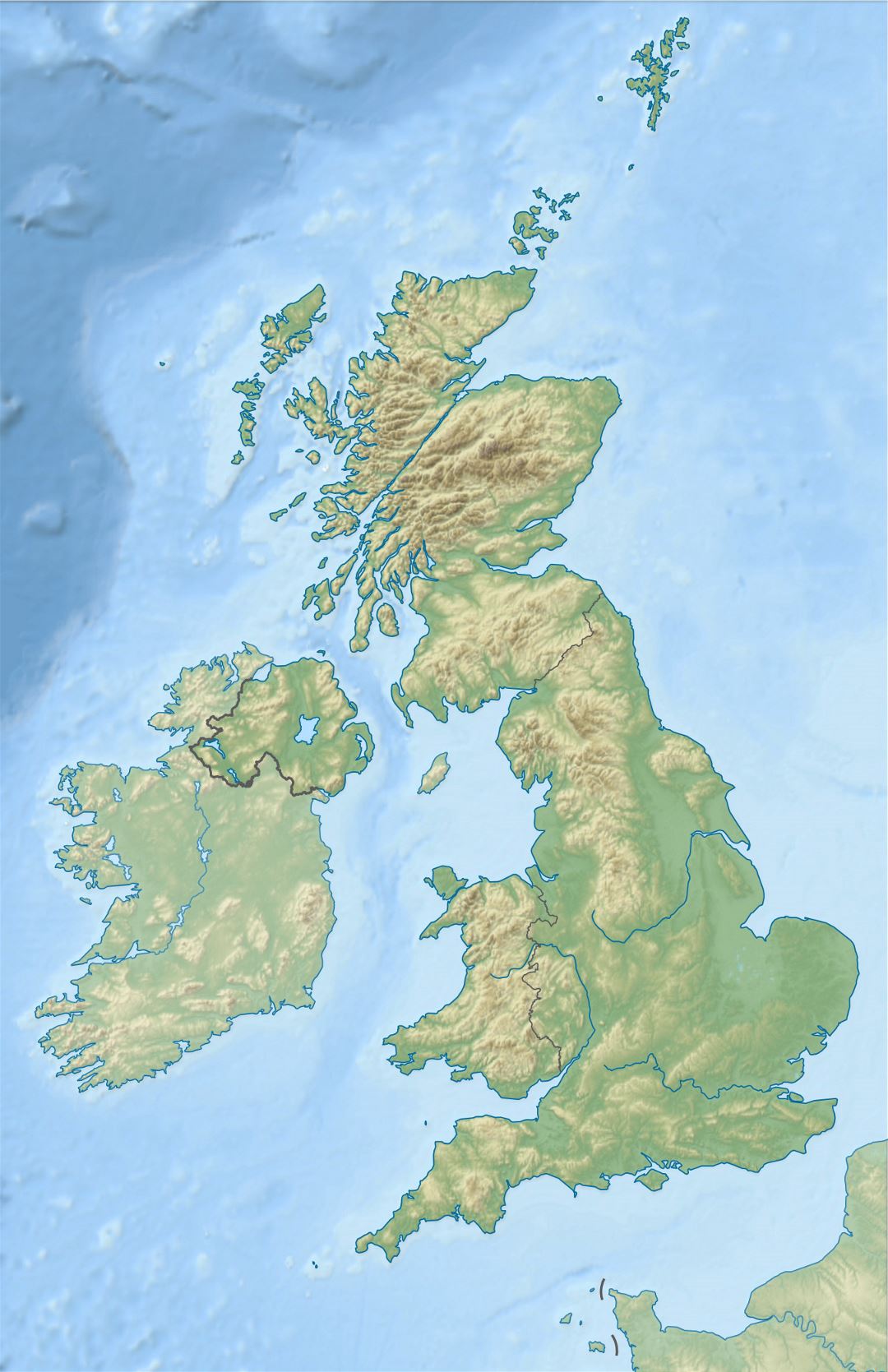 Large relief map of United Kingdom