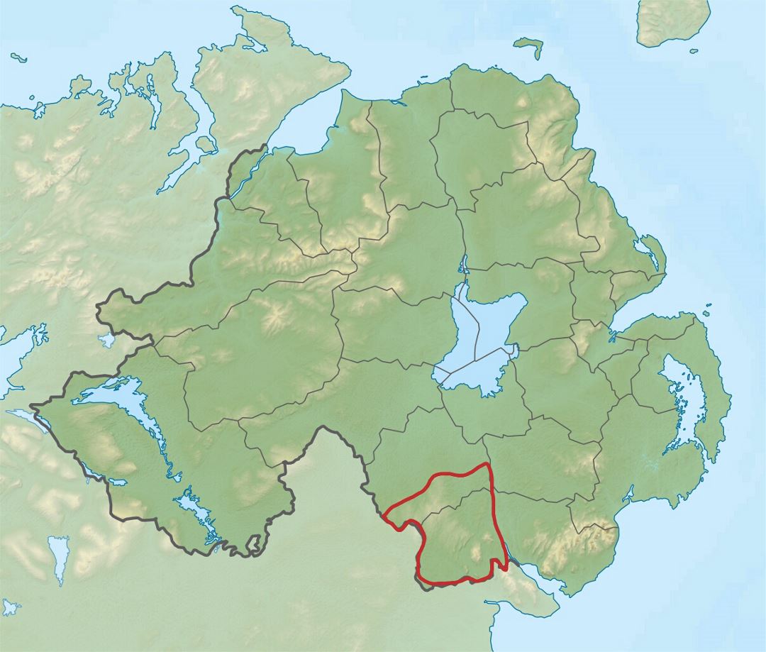 Large relief map of Northern Ireland
