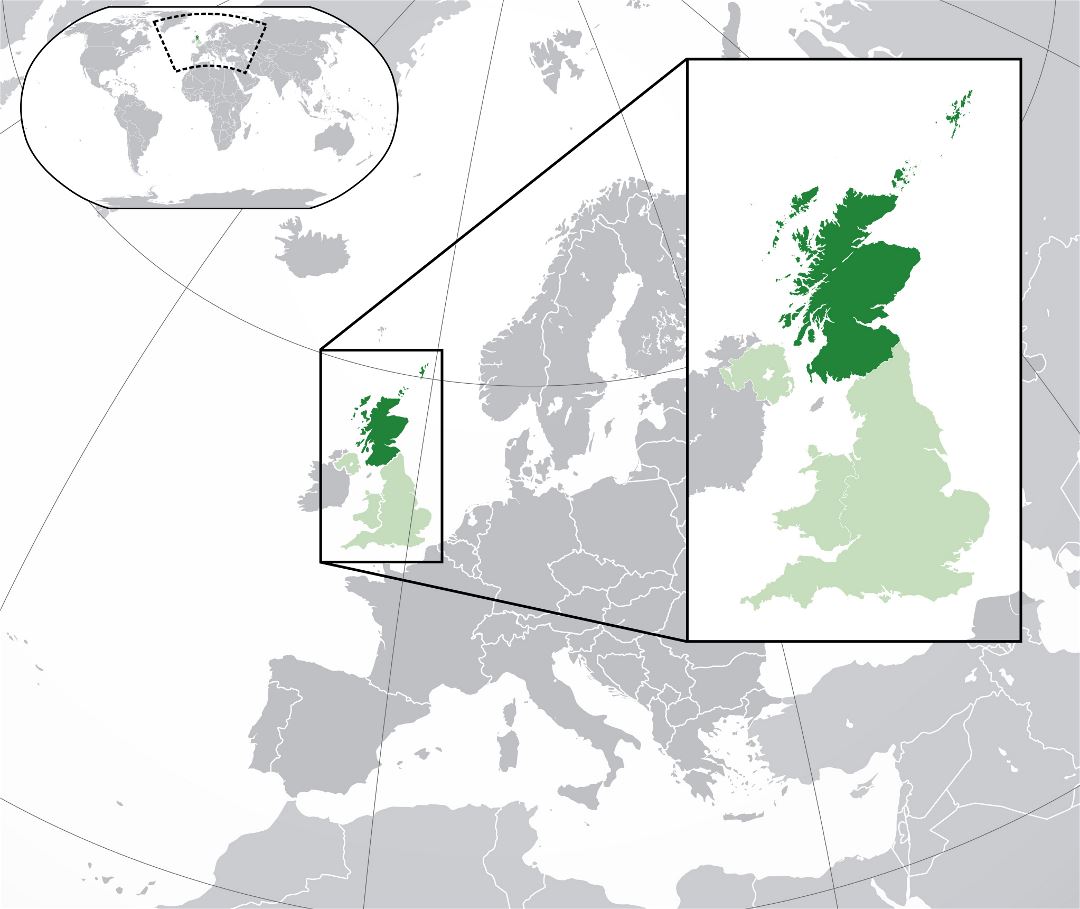Large locaion map of Scotland