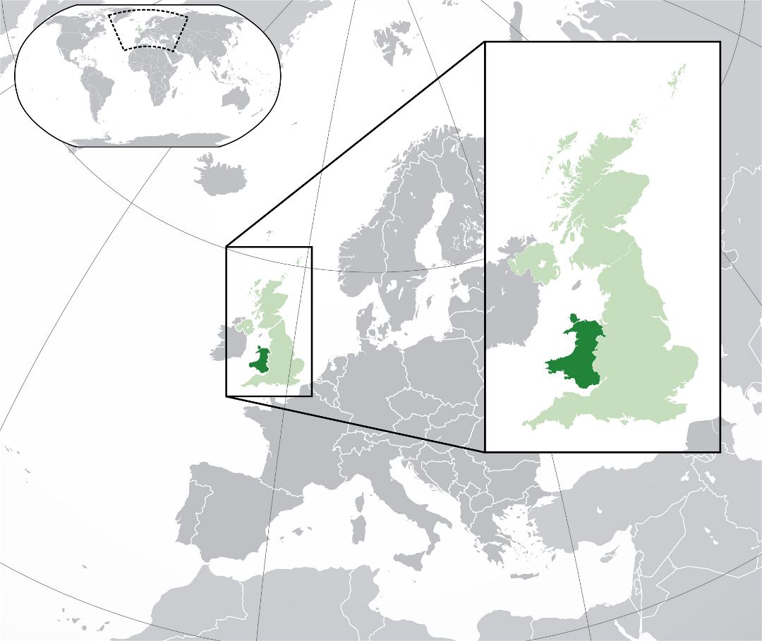 Large location map of Wales