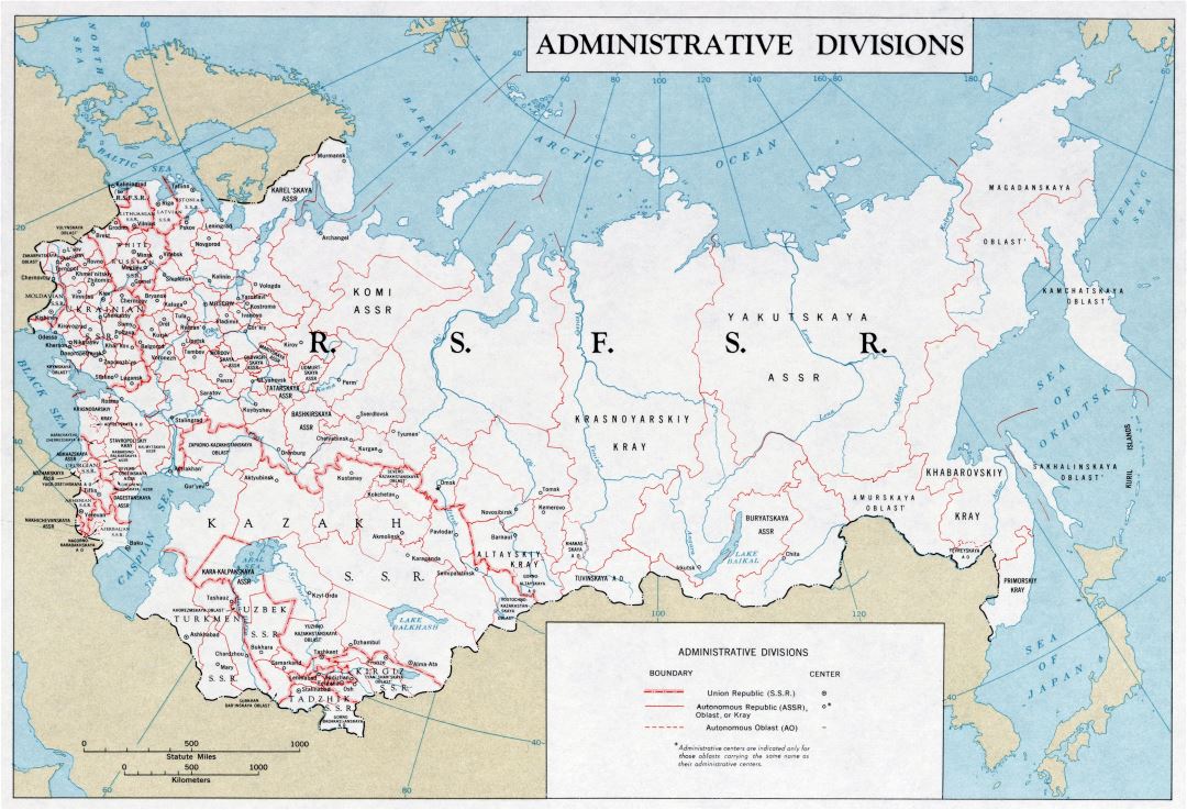Large scale administrative divisions map of the U.S.S.R. - 1961