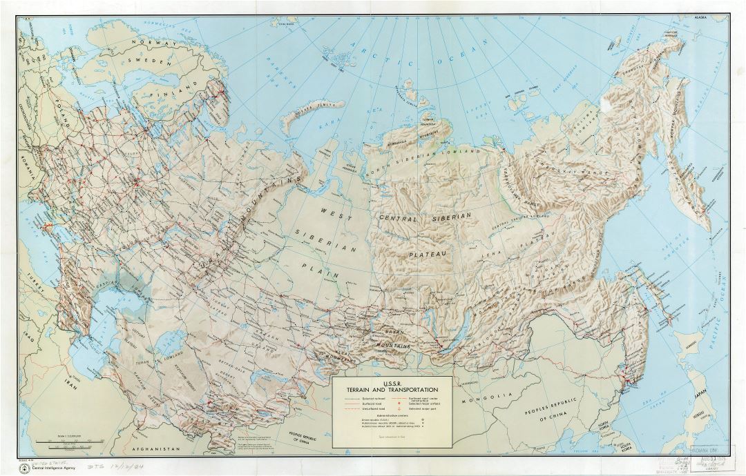 Large scale terrain and transportation map of the U.S.S.R. - 1974