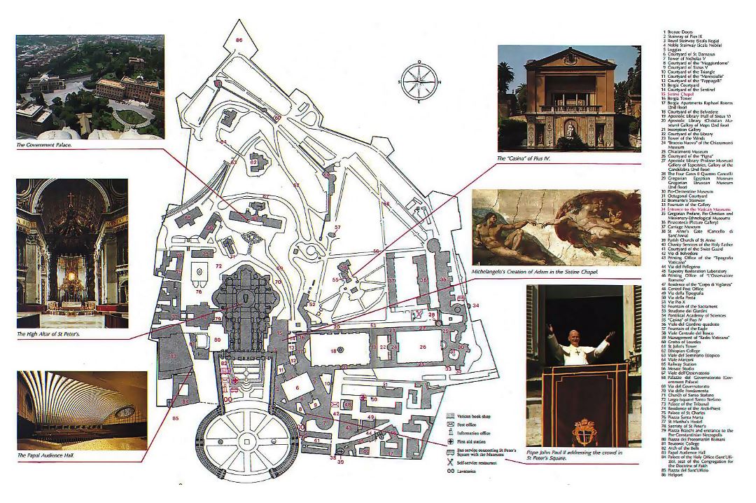 Detailed tourist map of Vatican city area