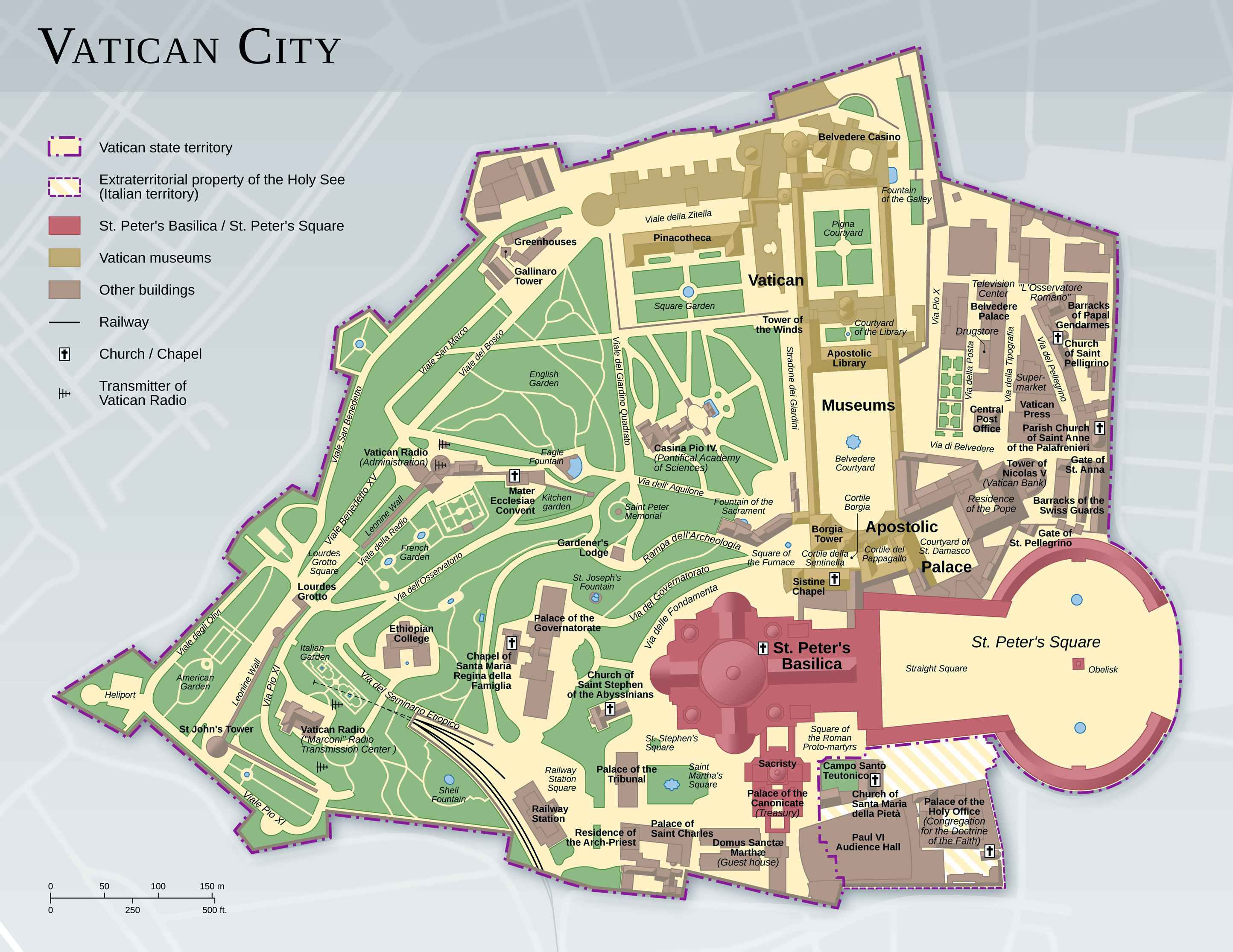Large Detailed Map Of Vatican City With Other Marks Vatican Europe