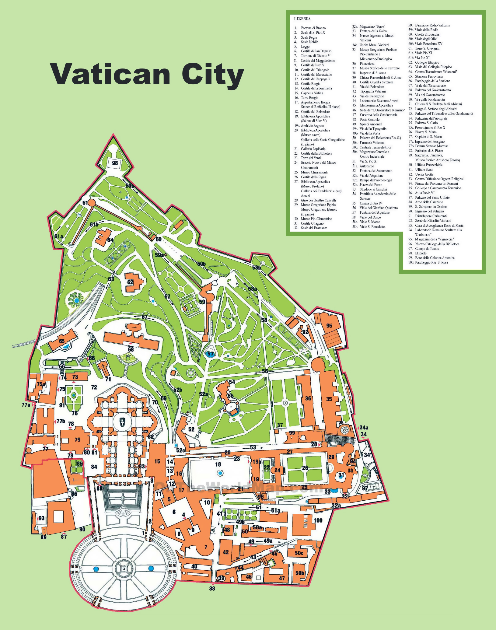 Large Detailed Tourist Map Of Vatican City Vatican Europe 