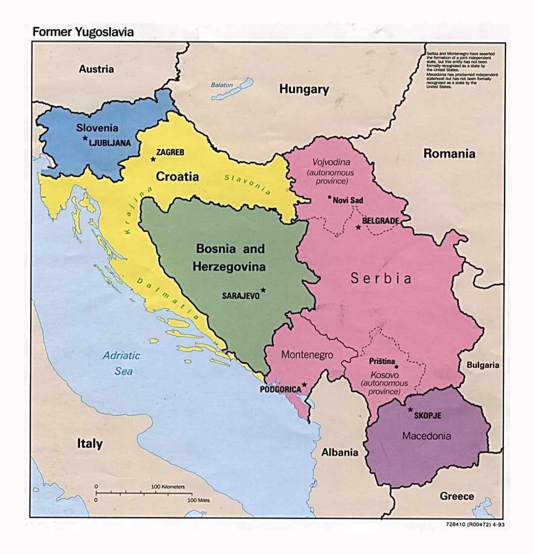 Detailed political map of the Former Yugoslavia - 1983
