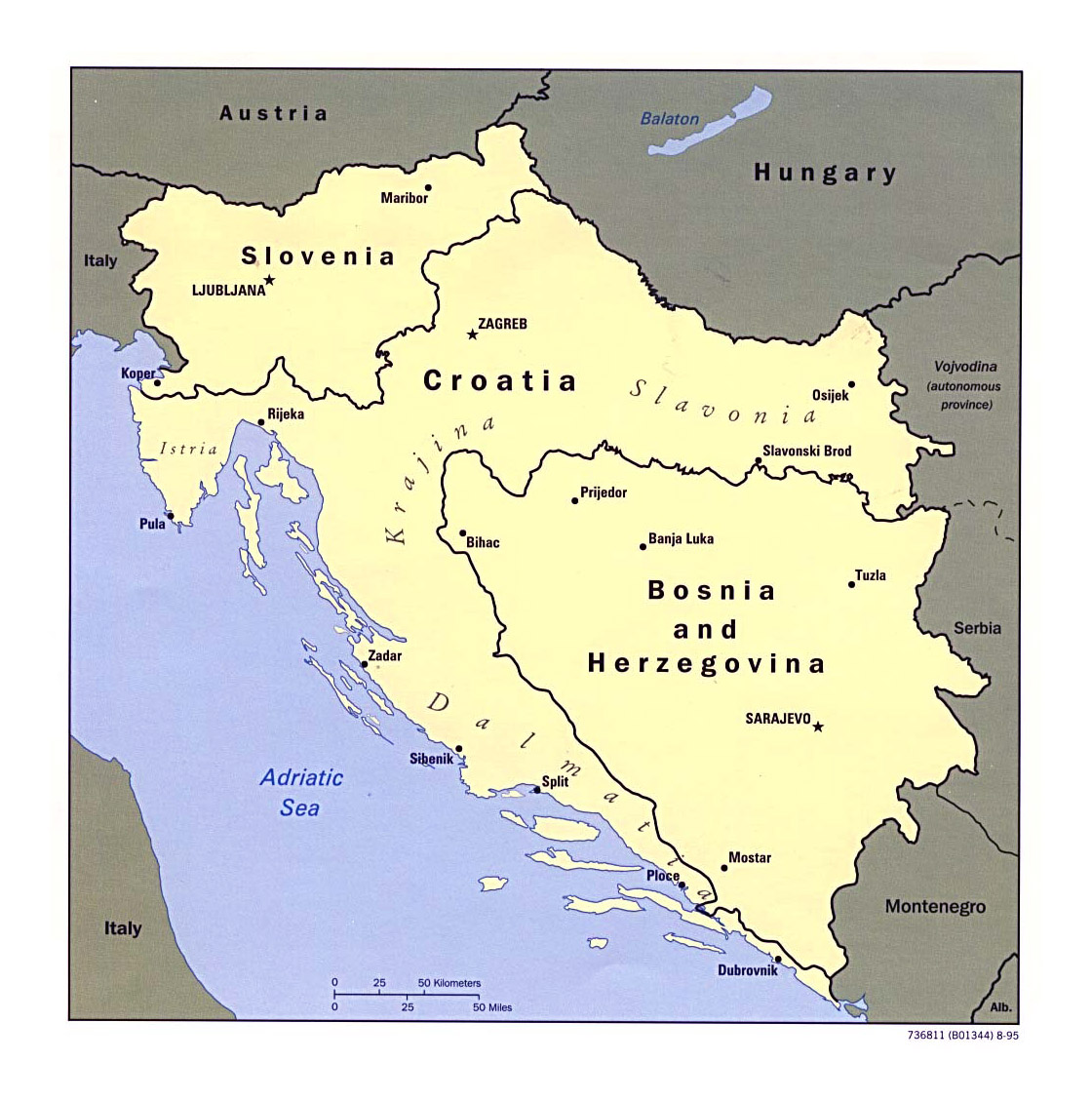 Detailed Political Map Of The Western Former Yugoslav Republics 1995 Yugoslavia Europe Mapsland Maps Of The World