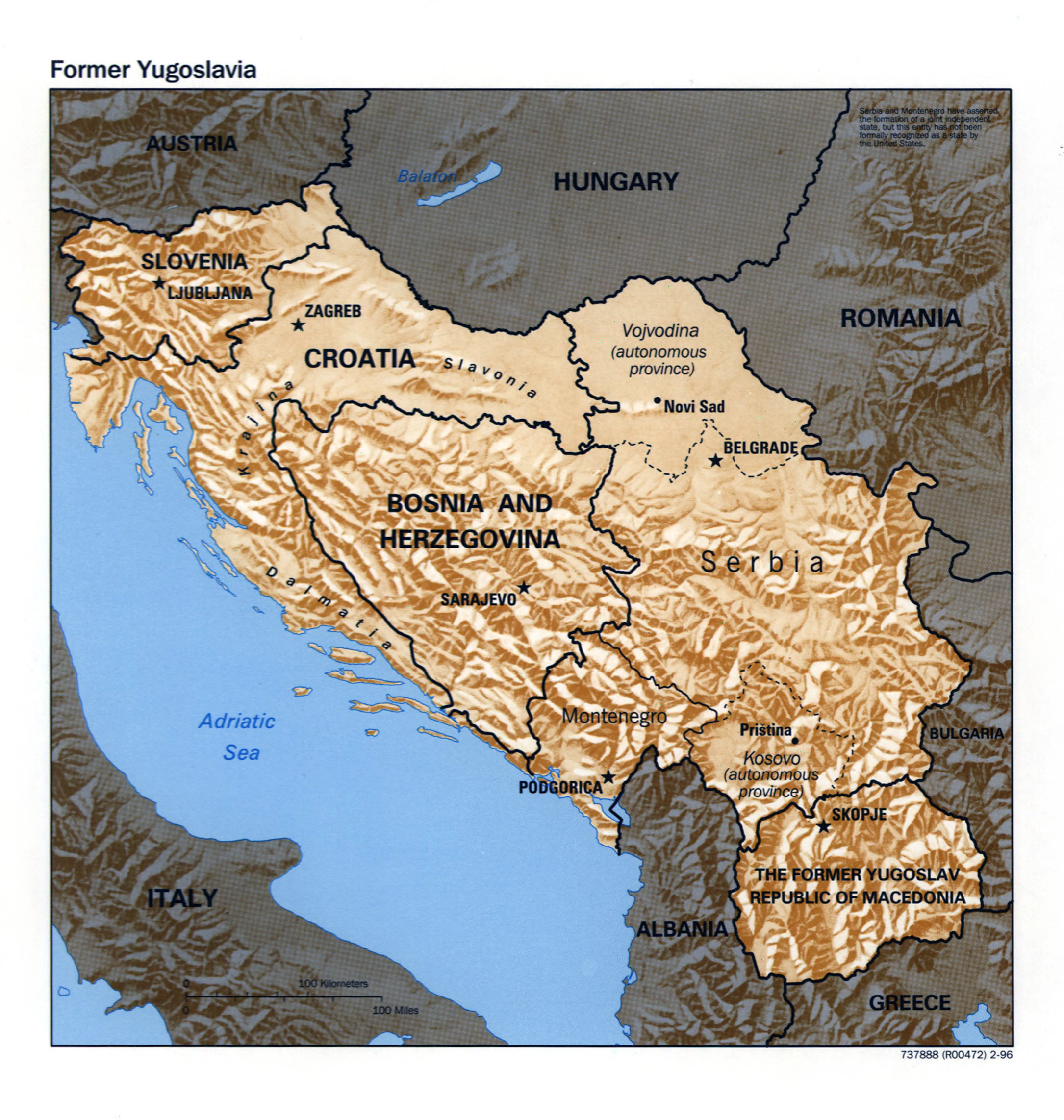 Large Detailed Political Map Of Yugoslavia With Relief Yugoslavia ...