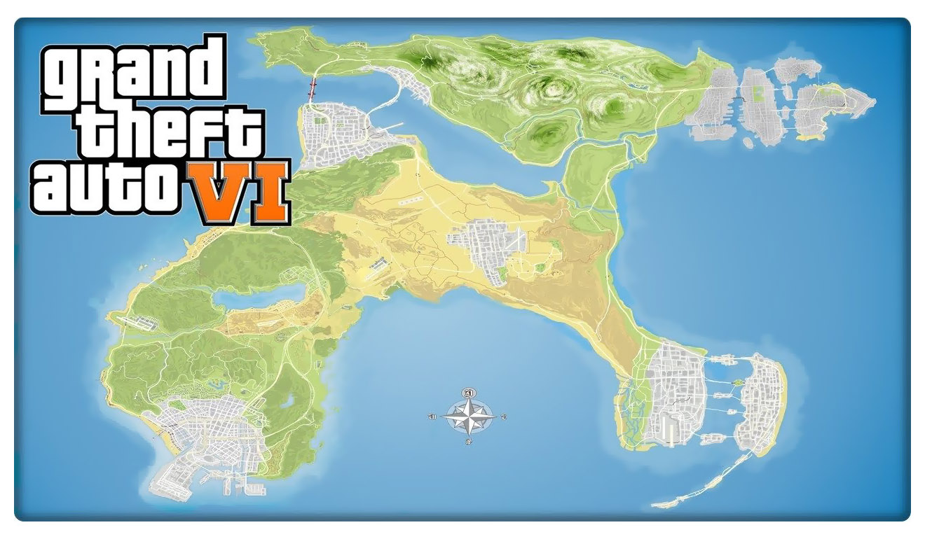 Large GTA 6 concept map, Games, Mapsland