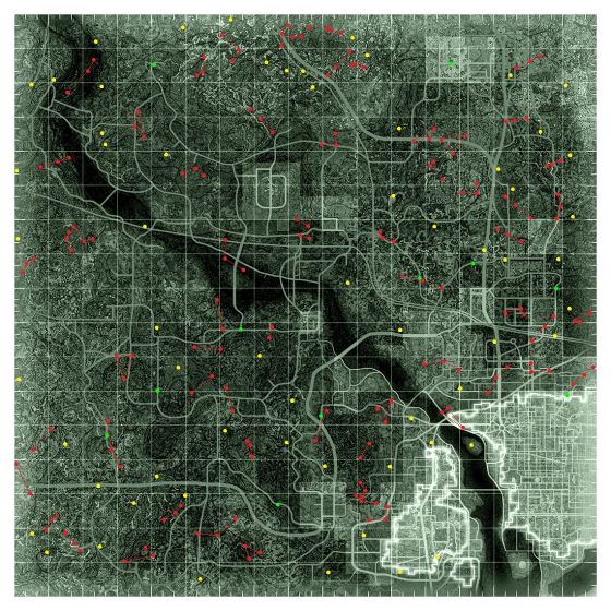 Detailed map of Fallout 3 world