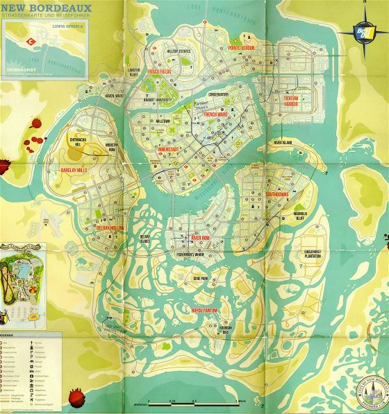 Detailed map of New Bordeaux, Mafia 3