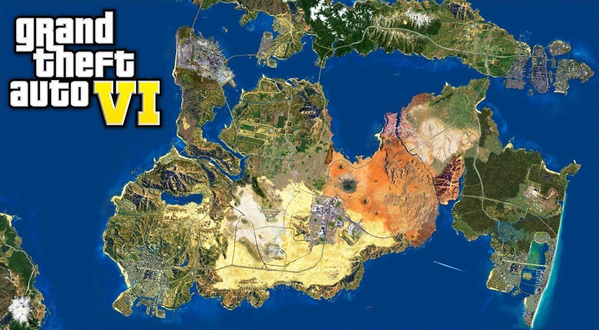 Large GTA 6 concept map, Games, Mapsland