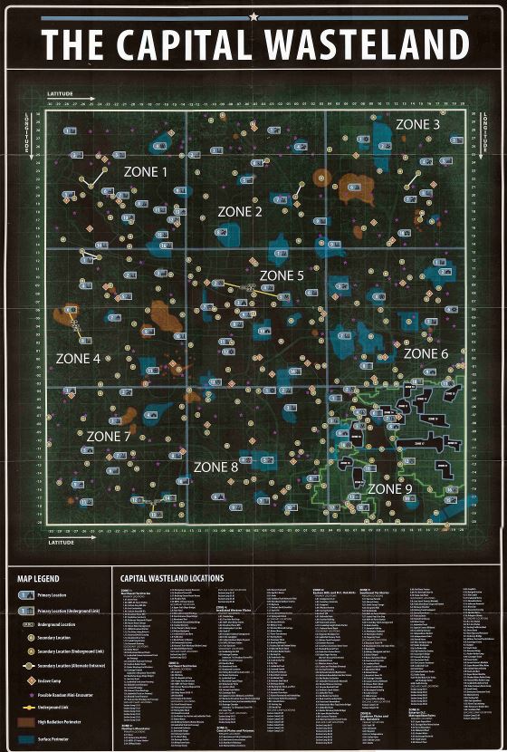 Large detailed map of Fallout 3