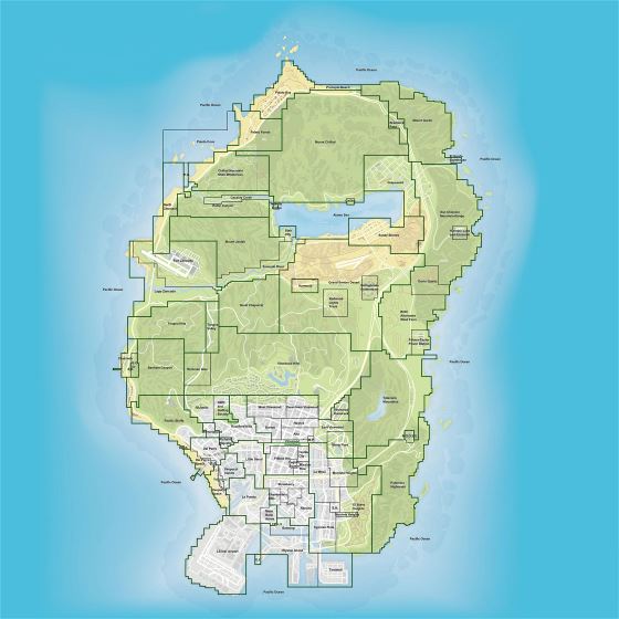 Large detailed map of GTA 5