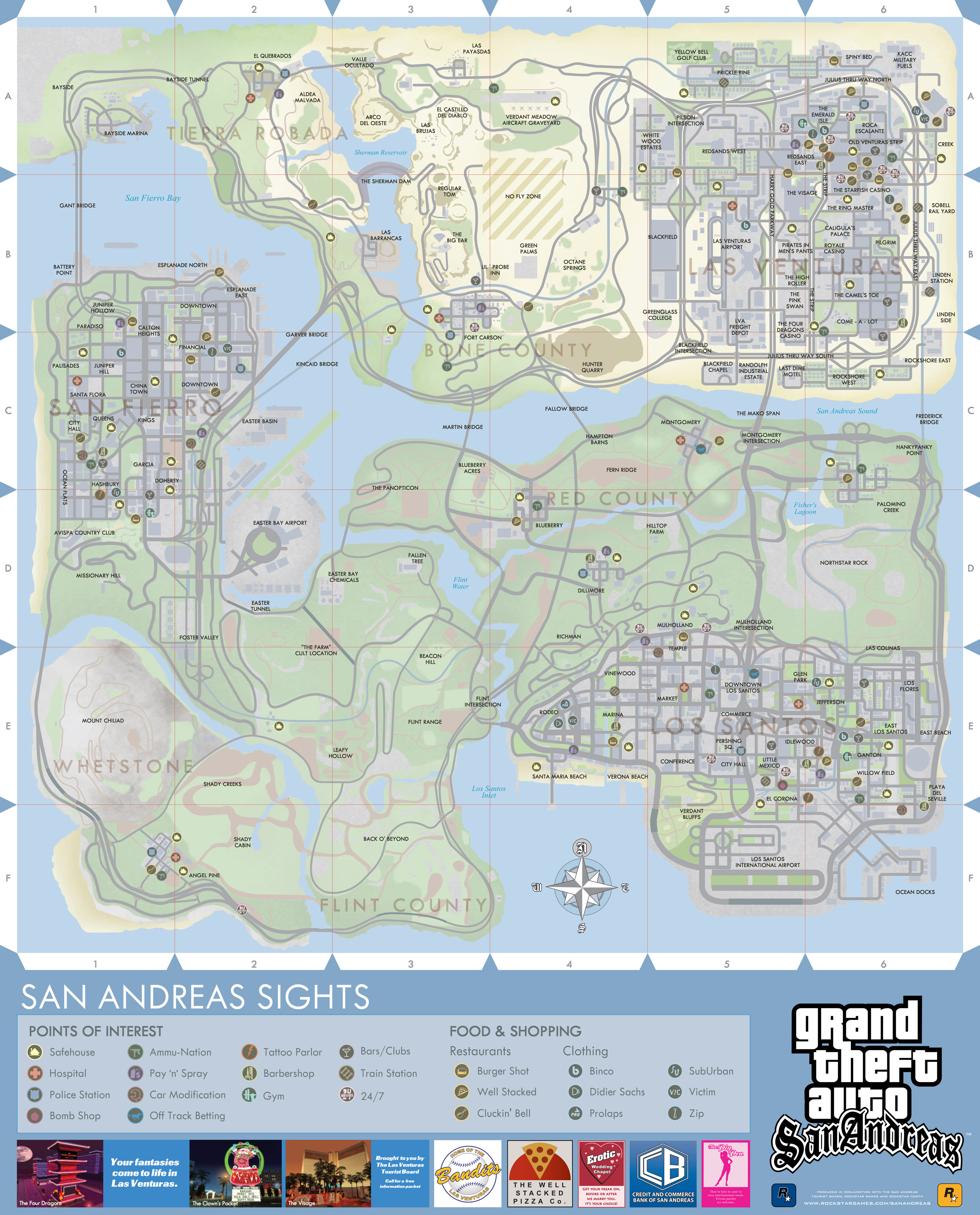 Updated Map of GTA:San Andreas With Real Life Locations (Included