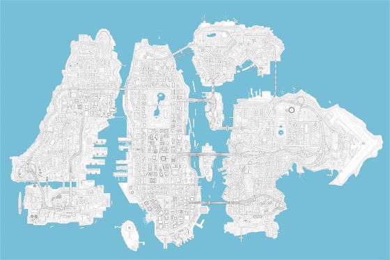 Large detailed map of Liberty City GTA IV