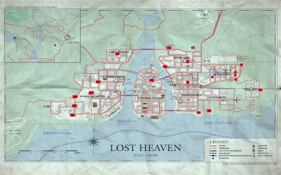Large detailed map of Mafia 1 city