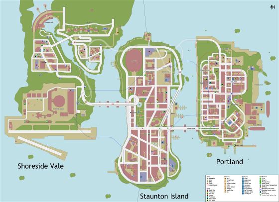 Large detailed road map of GTA 3