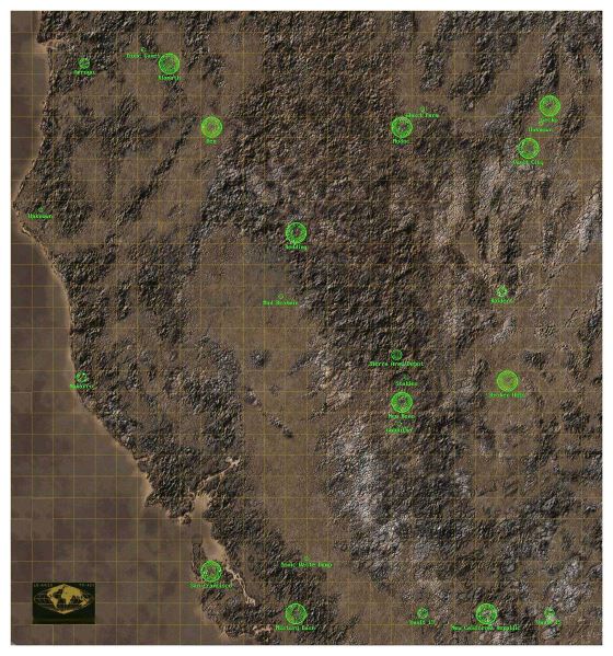 Large map of Fallout 2 world