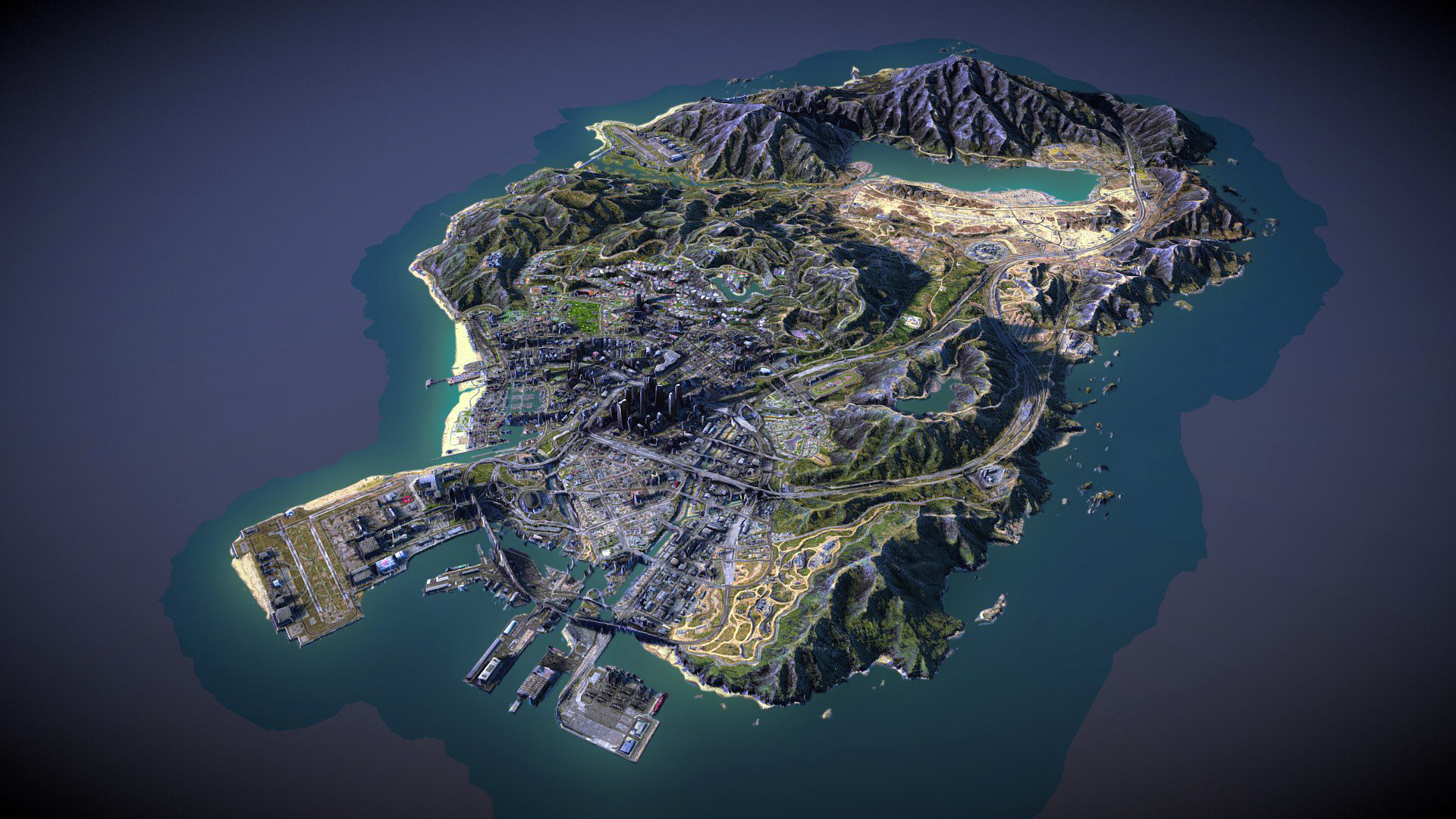 Large panoramic map of GTA 5, Games, Mapsland