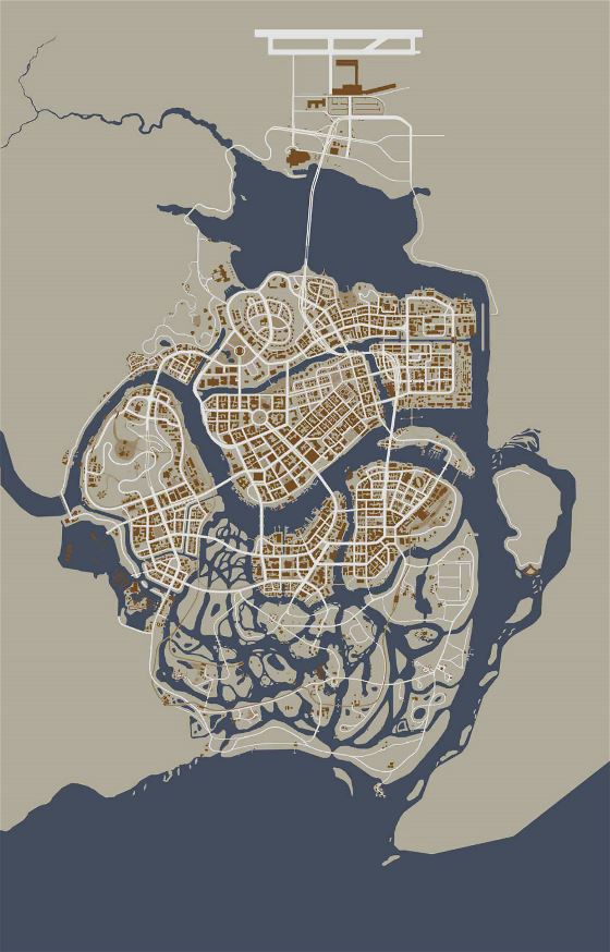 Map of New Bordeaux city, Mafia 3