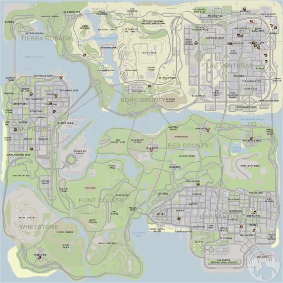 Road map of GTA San Andreas