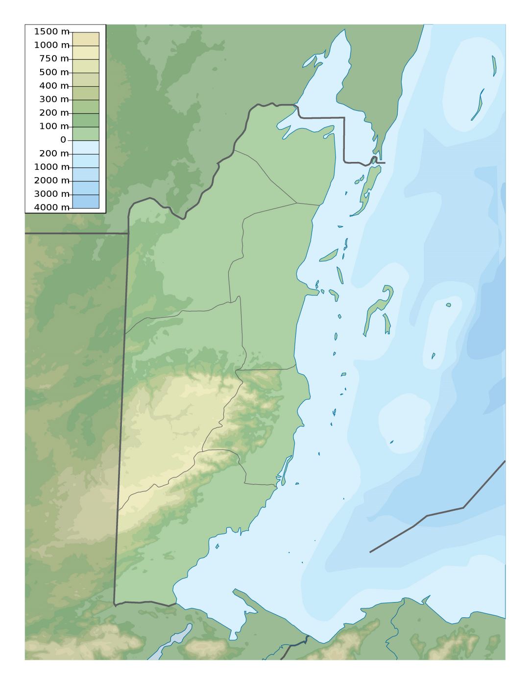 Large detailed elevation map of Belize