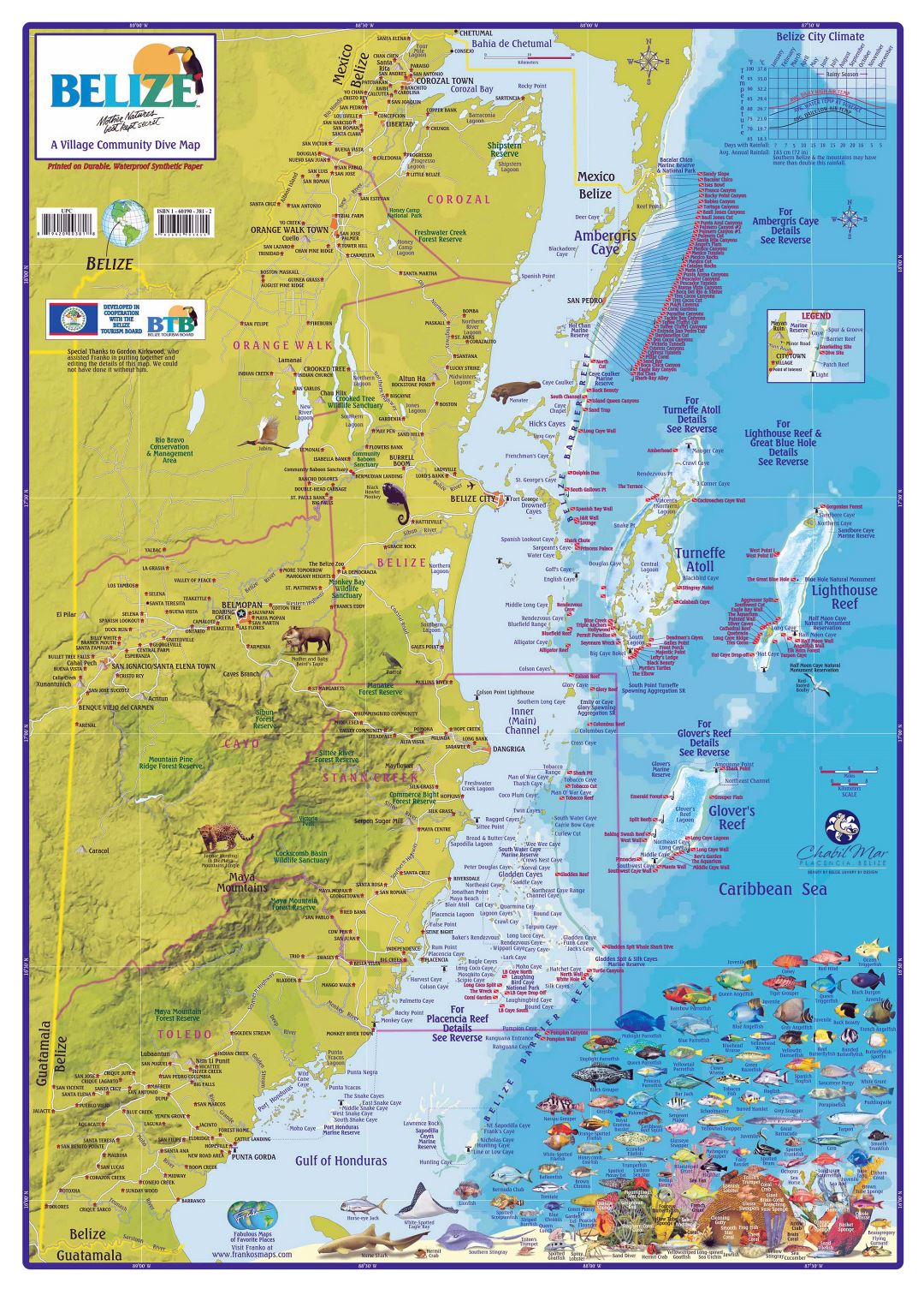 Large detailed tourist map of Belize