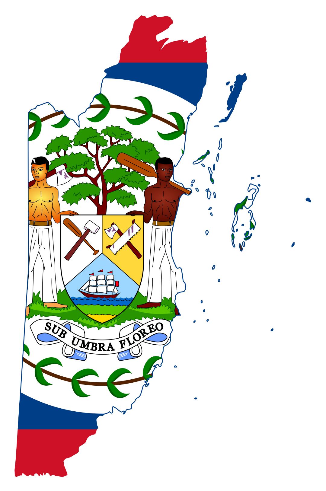 Large flag map of Belize