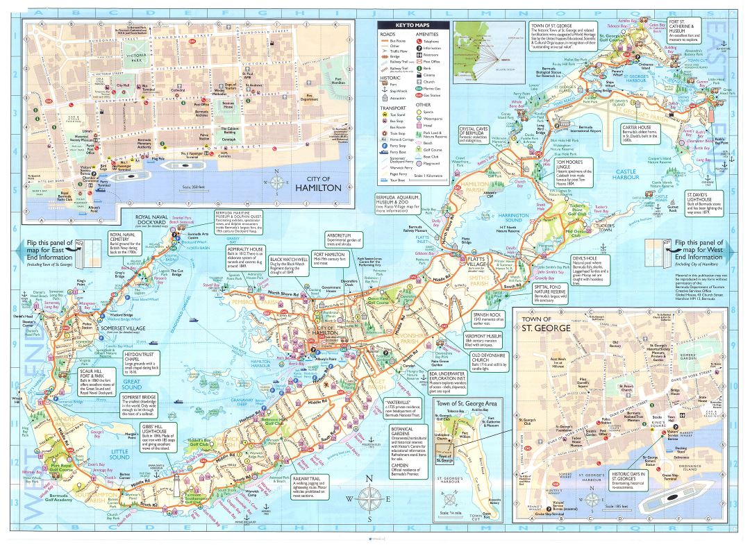 Large detailed tourist map of Bermuda