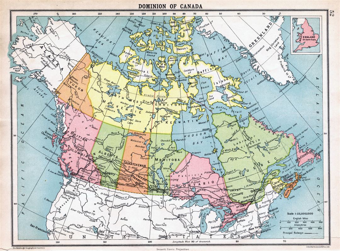 Large Detailed Old Political And Administrative Map Of Canada 1922 Small 