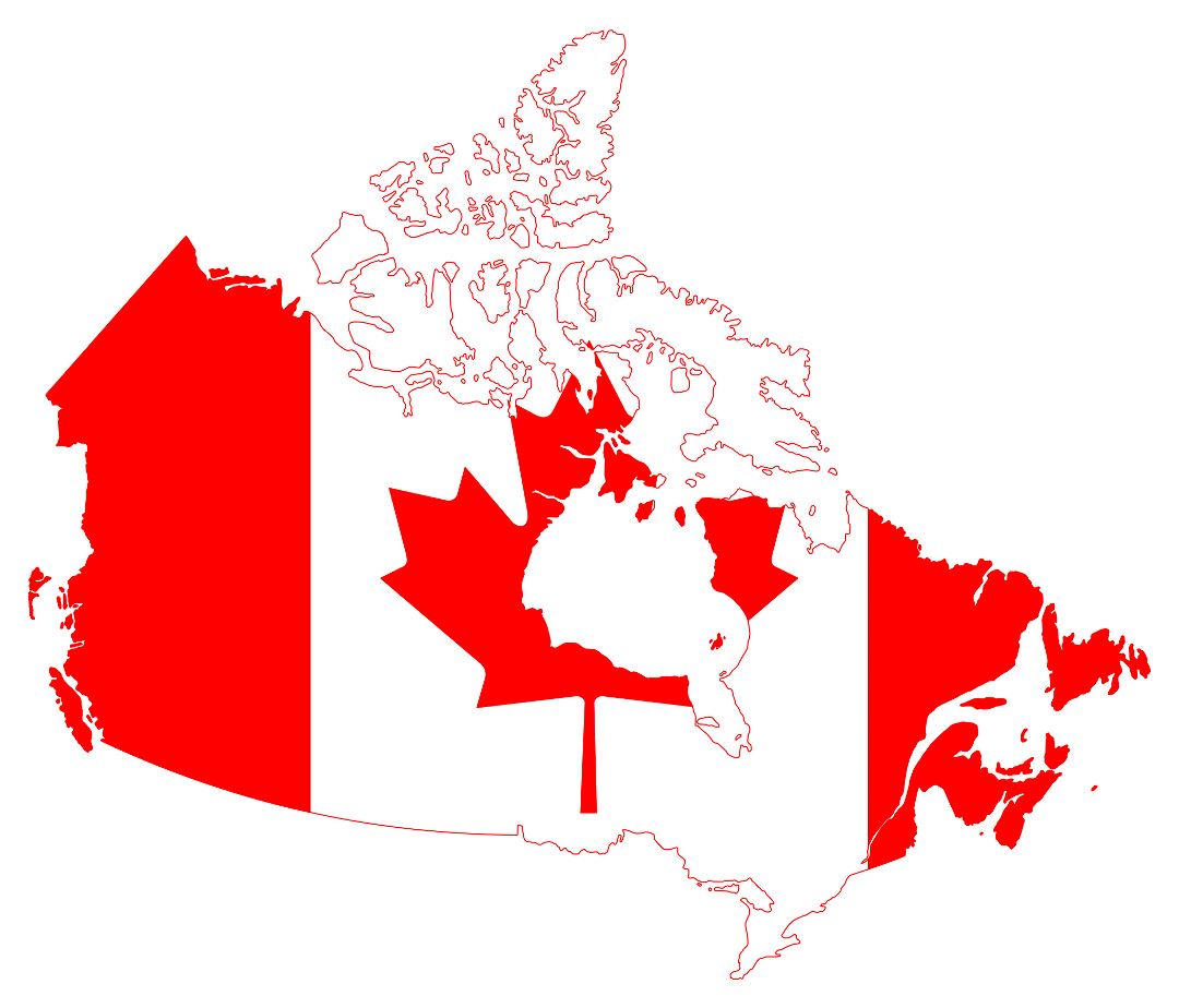 Large flag map of Canada
