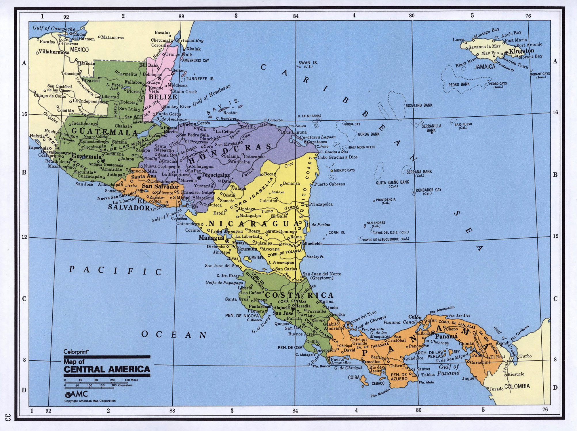 Detailed Political Map Of Central America 