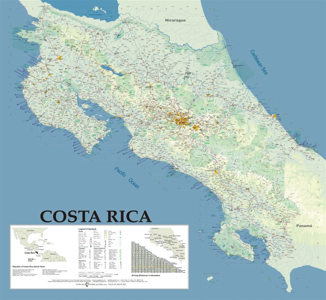 Large detailed map of Costa Rica