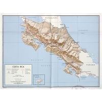Large Detailed Topography Map Of Costa Rica With Roads Major