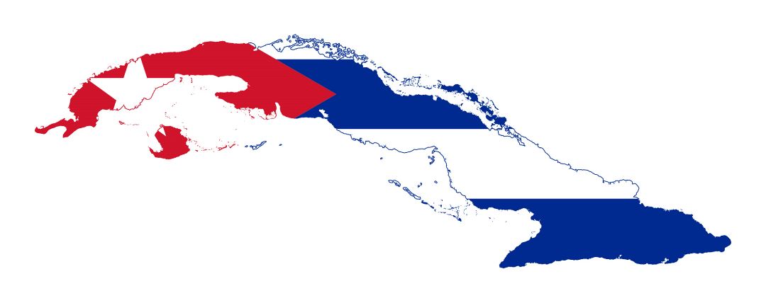 Large flag map of Cuba