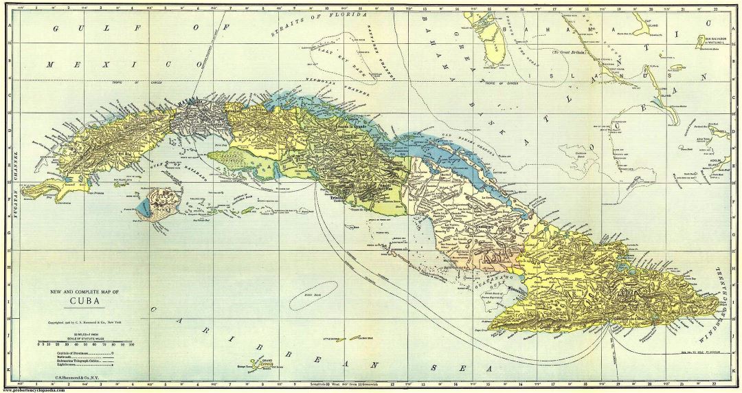 Large old map of Cuba - 1906