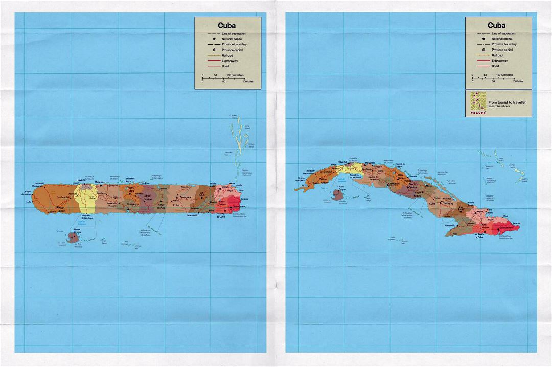 Large political and administrative map of Cuba