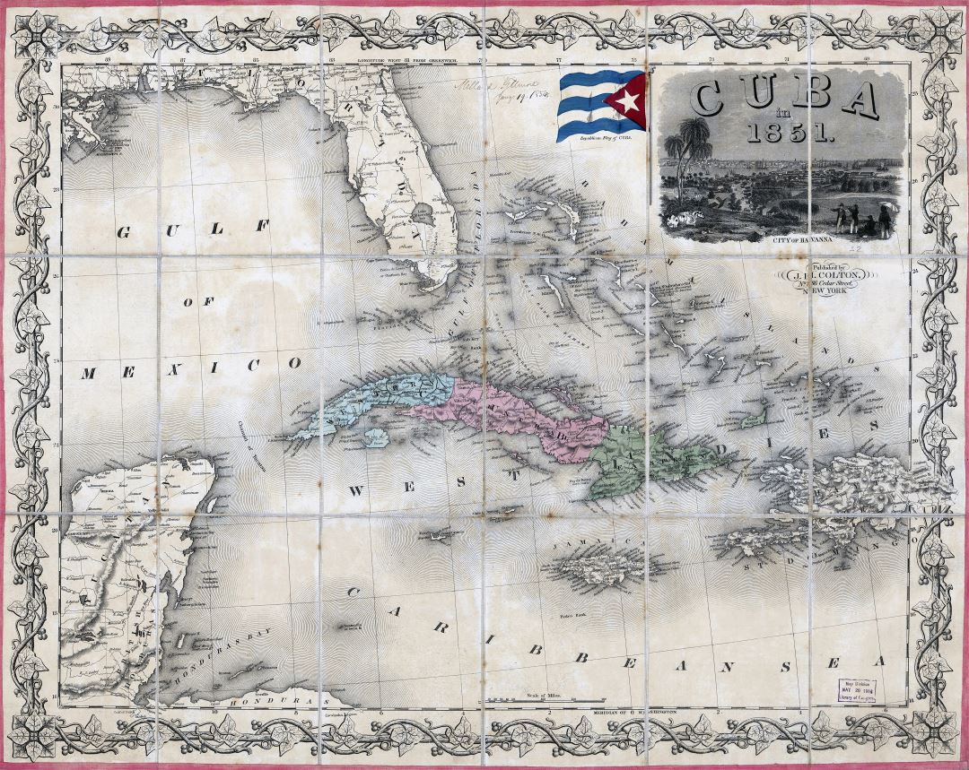 Large scale map of Cuba in 1851