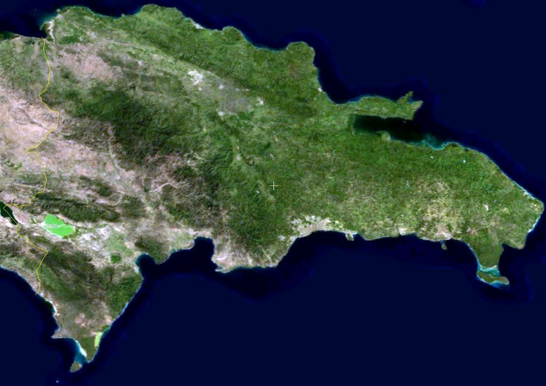 Large satellite map of Dominican Republic