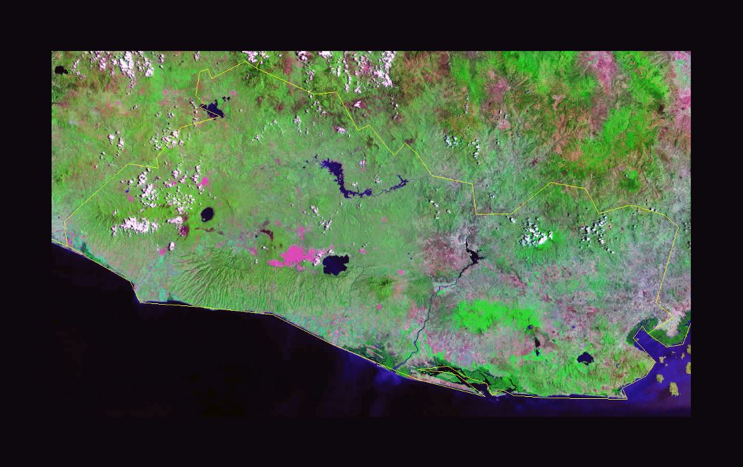 Detailed satellite map of El Salvador