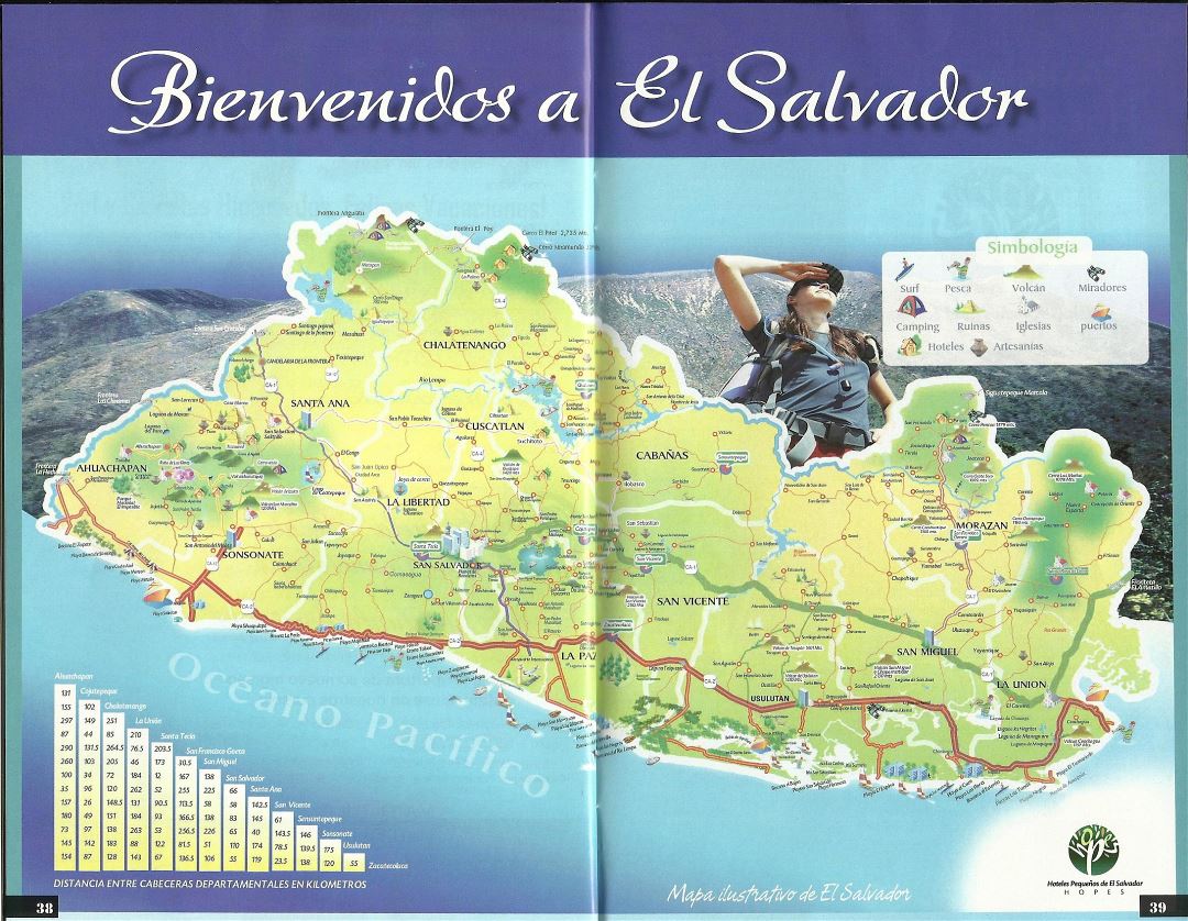 Large detailed travel map of El Salvador
